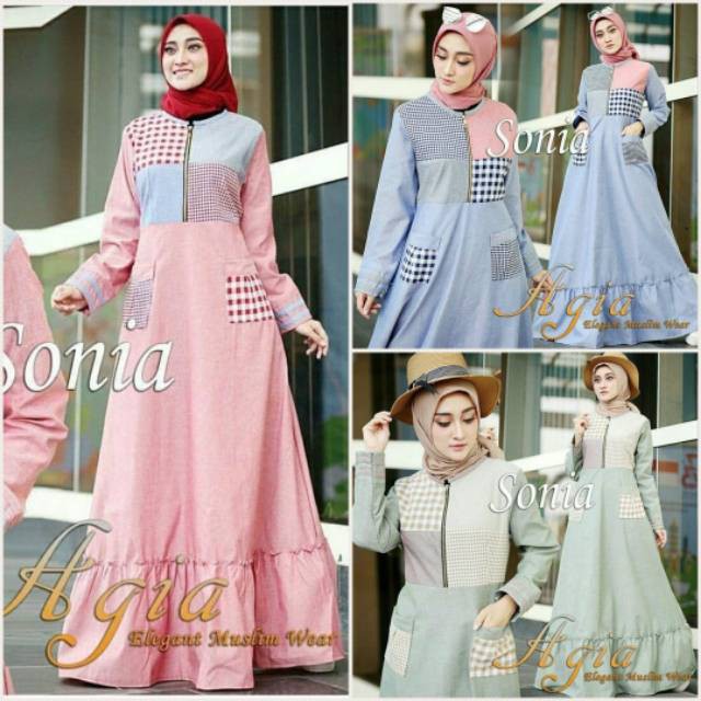 Airu Bayar COD MAXI SONIA DRESS GAMIS 3 WARNA baju murah