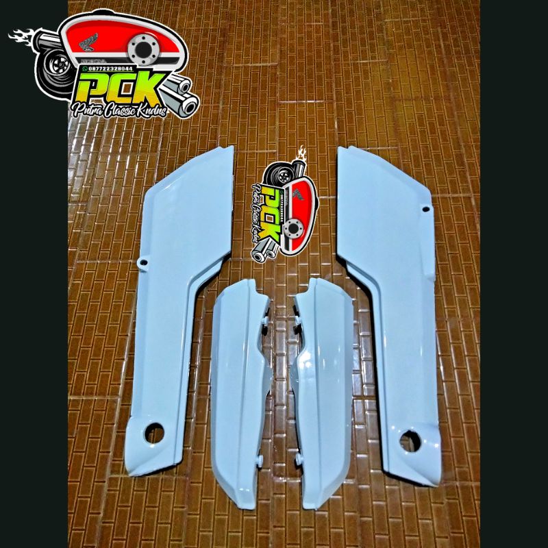 cover body bok aki honda win win100 set depan belakang warna putih COVER BODY HONDA WIN BERKUALITAS