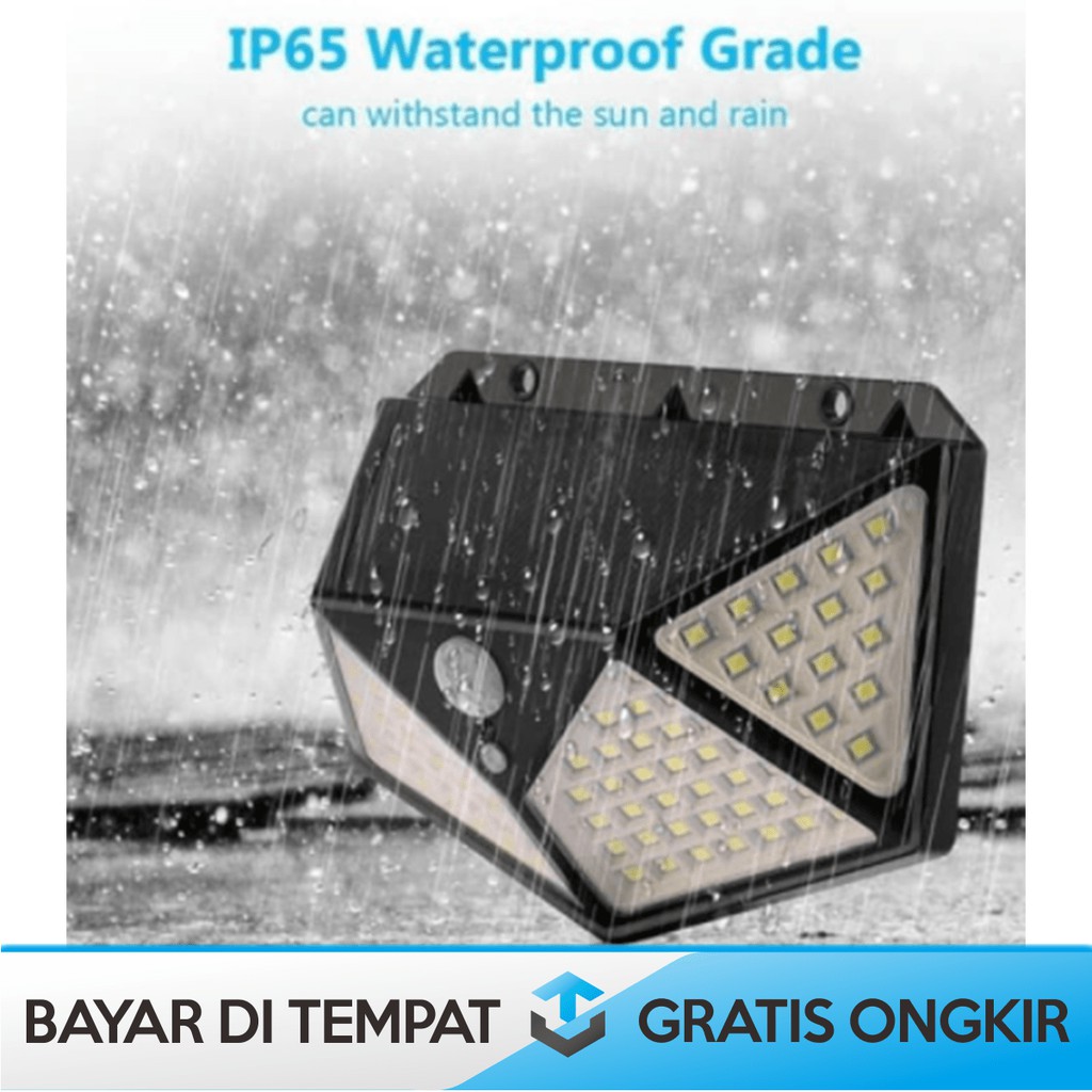 LAMPU LED SOLAR TEMPEL DINDING 100LED - SOLAR WALL LAMP INFRARED SENSOR GERAK 3 MODE TENAGA SURYA