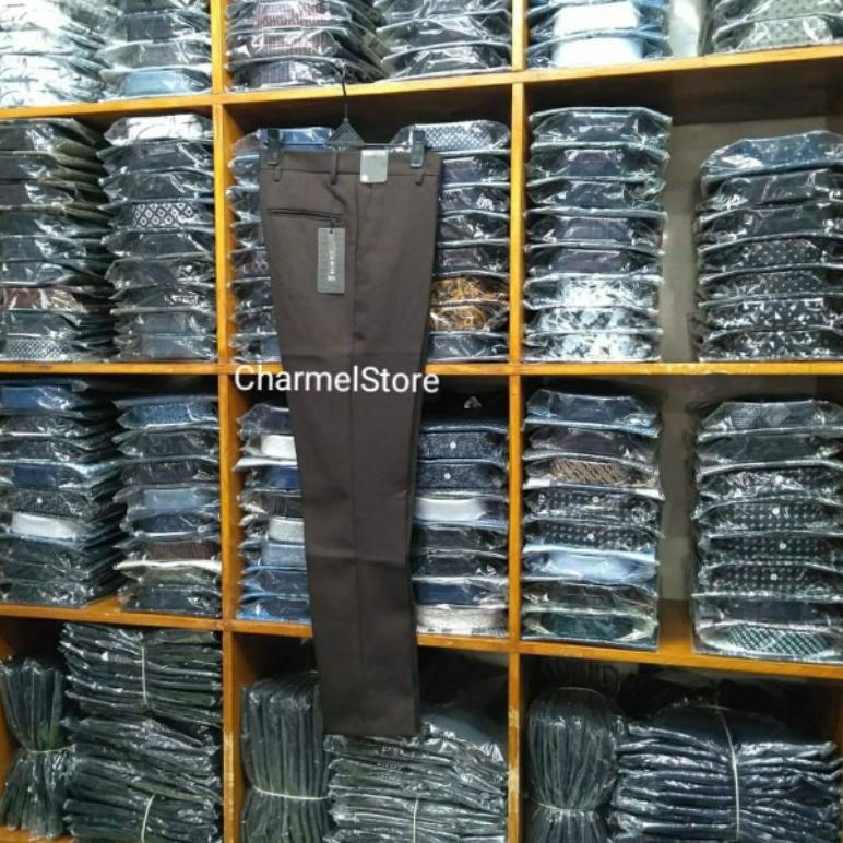 Celana Kerja Kantor Pria Slim Fit | Panjang | Bahan | Coklat
