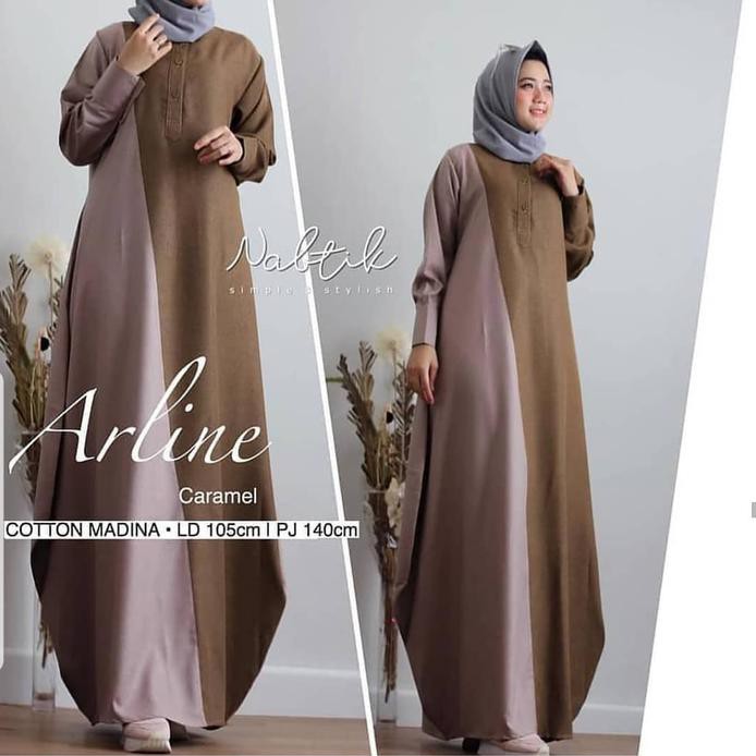 Pn Baju Dress/Arline/Baju Muslim Murah - Caremel
