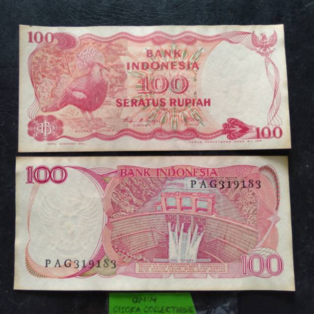 Uang lama Indonesia ASLI 100 rupiah 1984 goura uang kertas kuno