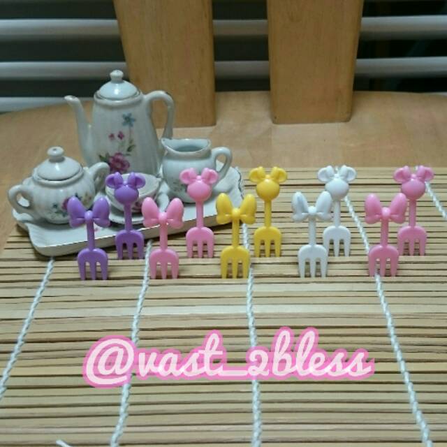 Tusukan Makanan Mini Tikus Minnie Mouse Food Picks Pick Tusuk Hiasan Dekorasi Aksesoris Bento Disney