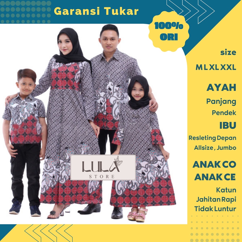BATIK COUPLE KELUARGA SERAGAMAN SARIMBIT BATIK FAMILY SET MOTIF Family Set Kapel Cople Cauple Murah 