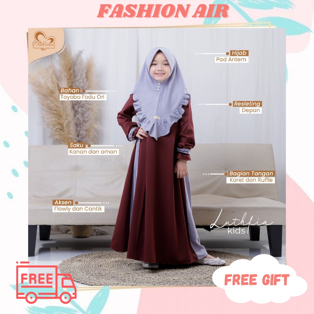 GAMIS ANAK SET BAHAN TOYOBO FODU PREMIUM ORIGINAL LUTHFIA KIDS by SALVINA