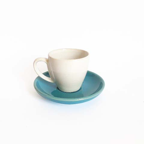 Cangkir Gelas Espresso Coffee Mungil Warna Putih Saucer Bulat Berwarna Ukuran 100ml Terbaru - CS100Z