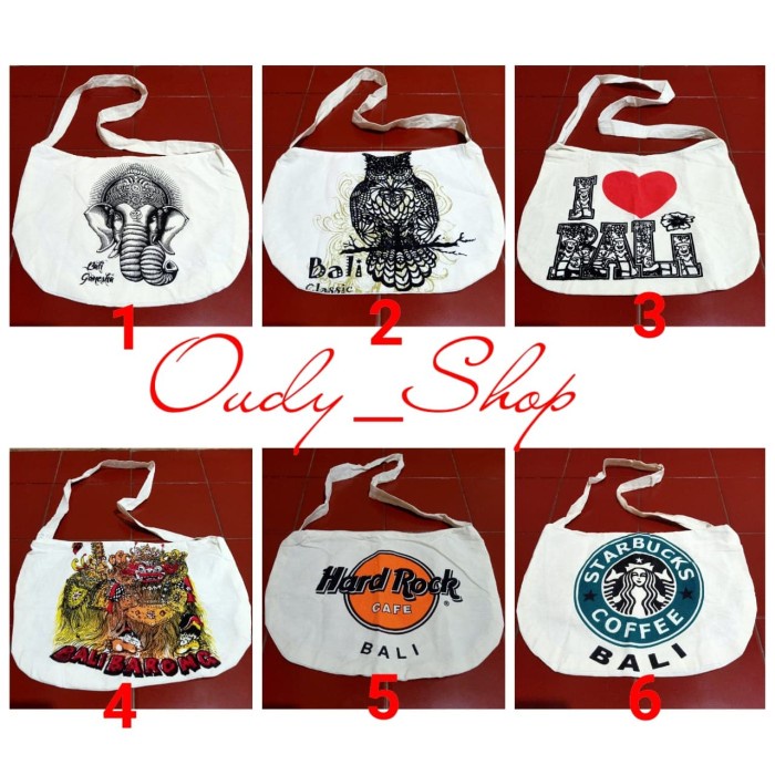 [Tas] Tas Selempang Kanvas Putih/Bali Slingbag/Tas Slempang Kain Blacu Etnik [Selempang]