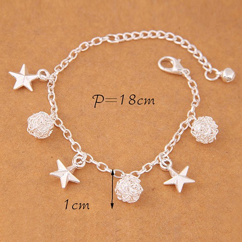 LRC Gelang Tangan Fashion Silver color Star Shape Pendant Decorated A48201