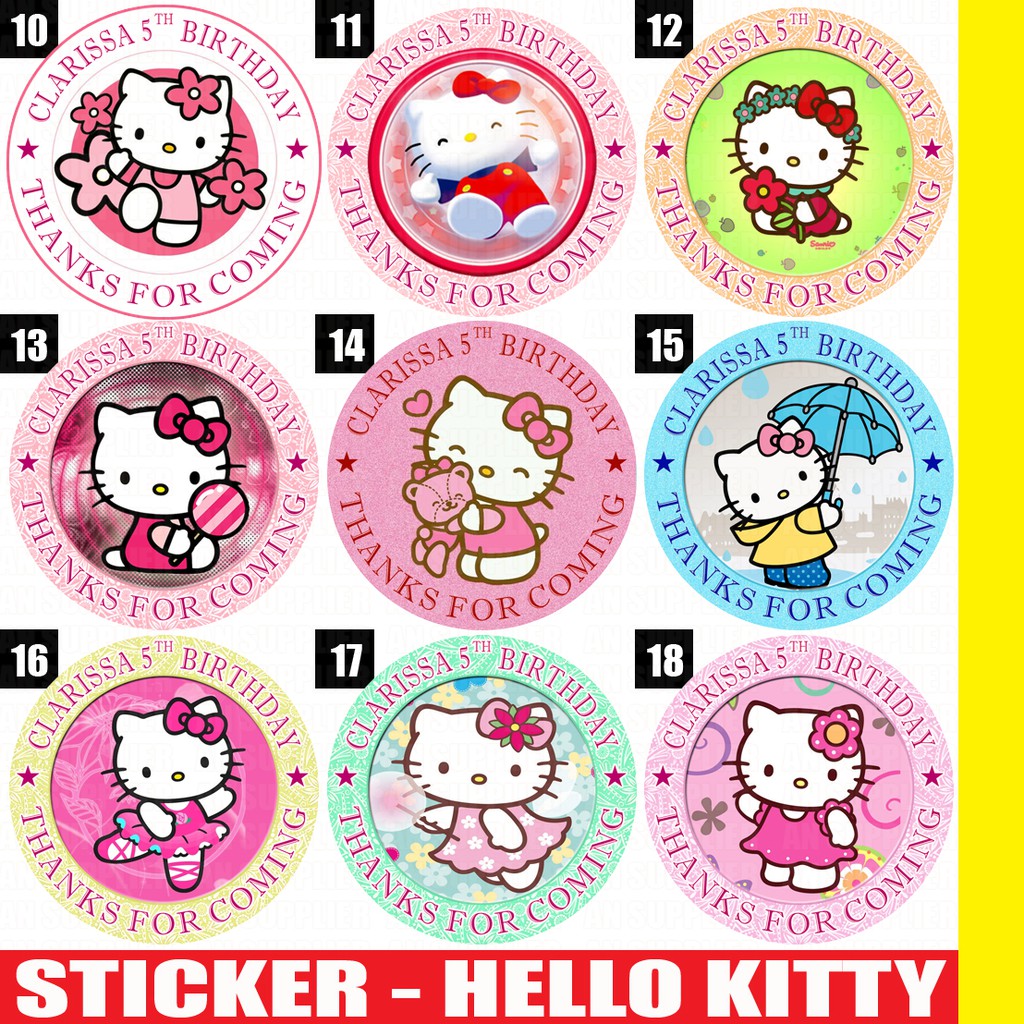 60 Stiker Label Bag Kue Souvenir Ultah Ulang Tahun Hello Kitty Shopee Indonesia