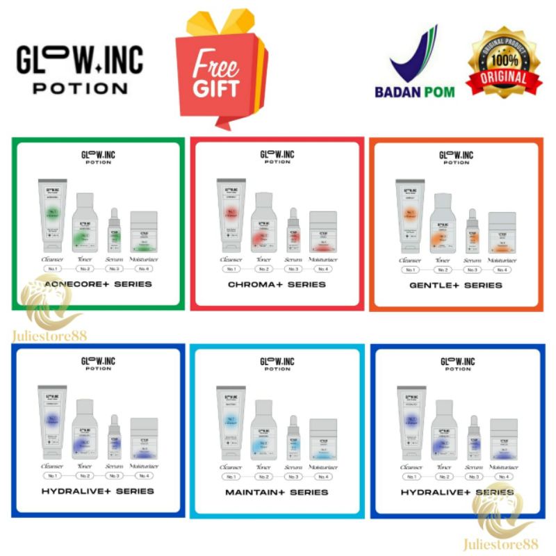 (Fullsize) GLOWINC POTION ACNECORE | GENTLE | CHROMA | HYDRALIVE | MAINTAIN | FOREVER