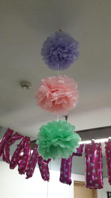 Pom Pom Kertas Bunga Dekorasi / Tissue Flower Ball Uk. 25cm