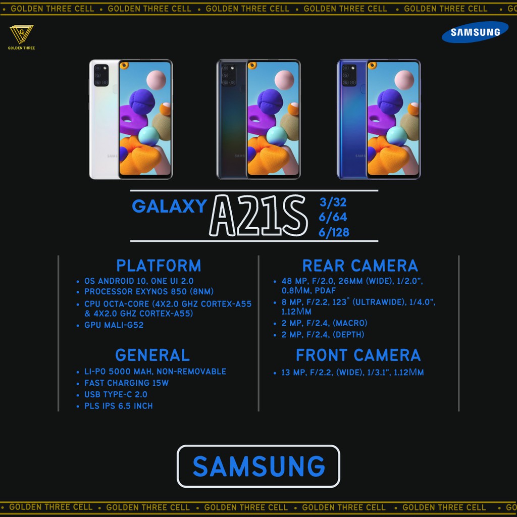Samsung Galaxy A21S 6/128 -GOLDEN THREE CELL-