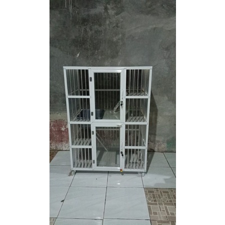 Kandang Kucing Alumunium 2kamar putih