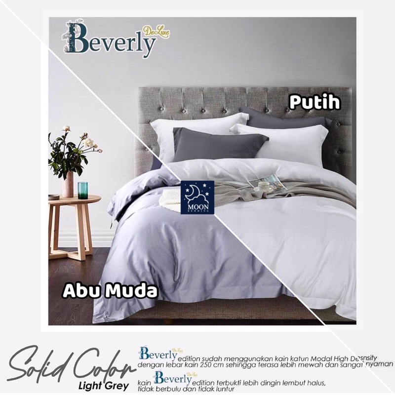 moon kain sprei meteran katun lokal premium catra beverly solid color polos white putih light grey a
