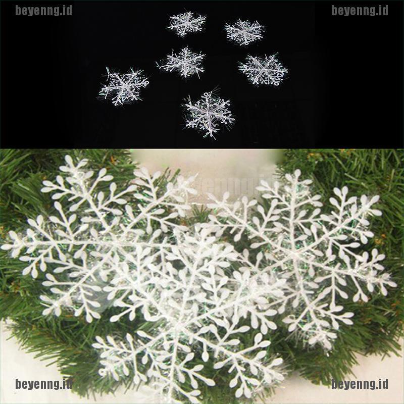6 pcs Ornamen Gantung Desain Snowflake Warna Putih Untuk Dekorasi Pohon Natal