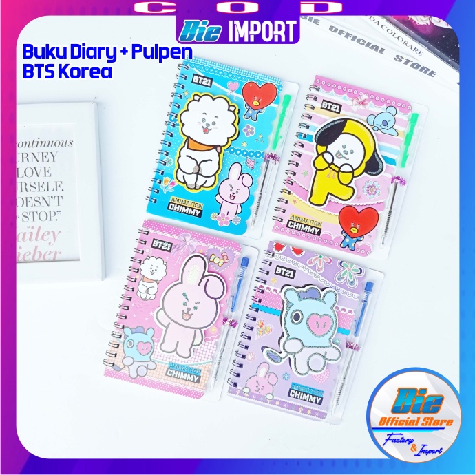 Buku Diary + Pulpen BTS Korea Size Sedang Impor Best Seller