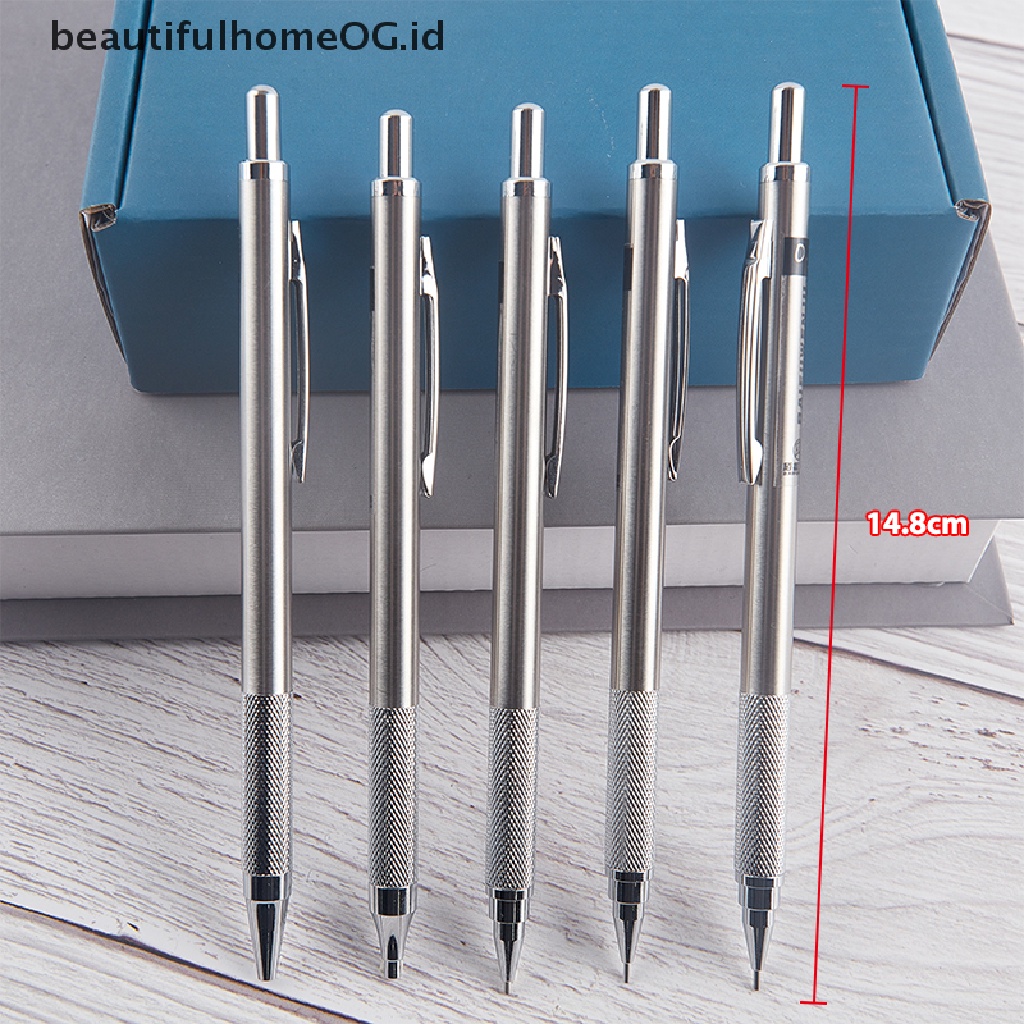 Pensil Mekanik Otomatis 0.5 / 0.7 / 0.9 / 1.3 / 2.0mm Bahan Metal Untuk Menggambar