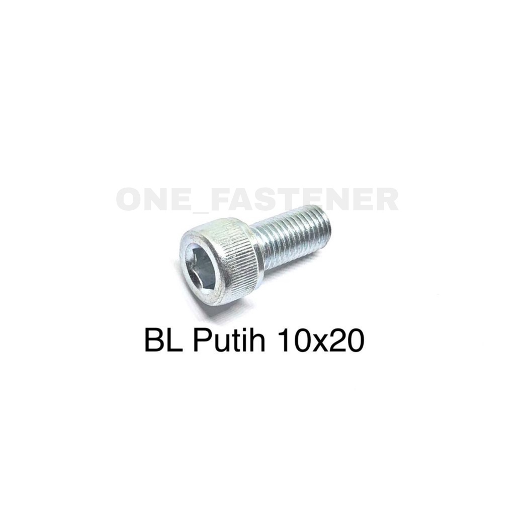 Baut L M10x20 Putih 10mm 2cm L8 10x20 hex socket Heads cap screw 14