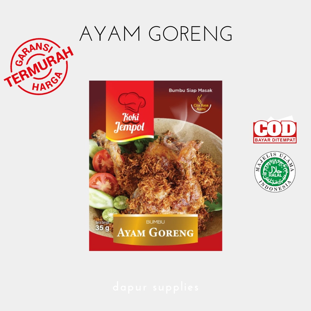 Ayam Goreng Bumbu Masak 35gr / Bumbu Instan Ayam Goreng / Bumbu Siap Masak Koki Jempol