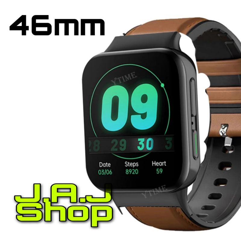 STRAP TALI JAM LEATHER KULIT RUBBER SILICONE SILIKON WATCH BAND OPPO WATCH 46MM ACC JAM SMARTWATCH