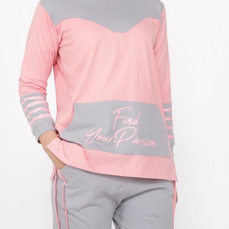 Setelan Olahraga Wanita - Baju Olahraga Wanita Muslim - Setelan Senam Sepeda Gowes Wanita PEACH-ABU 