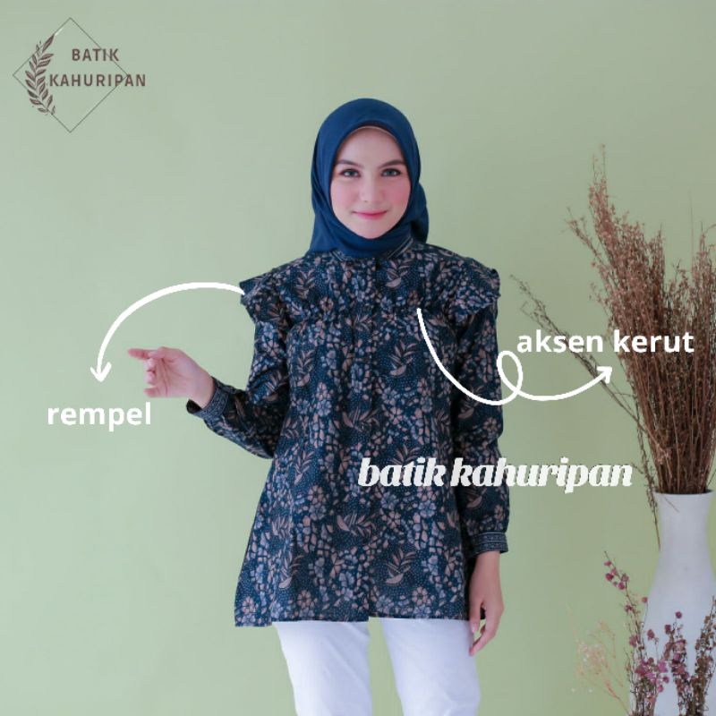 Blouse Batik Wanita Terbaru Batik Pastel Atasan Batik Wanita Kancing Depan ( BUSUI)