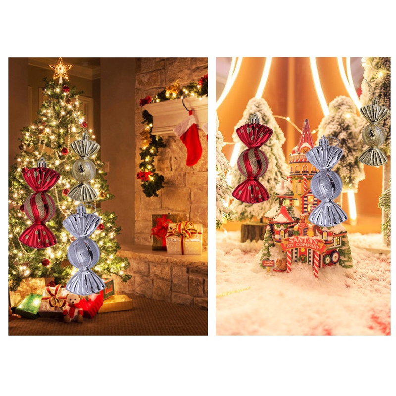 5 Pcs Set Christmas Candy Shape Colorful Ball Pendant Set / Home Decoration Christmas Tree Ornaments / Christmas Tree Decorative Pendant Accessories / Christmas Decorative Hanging Ornaments