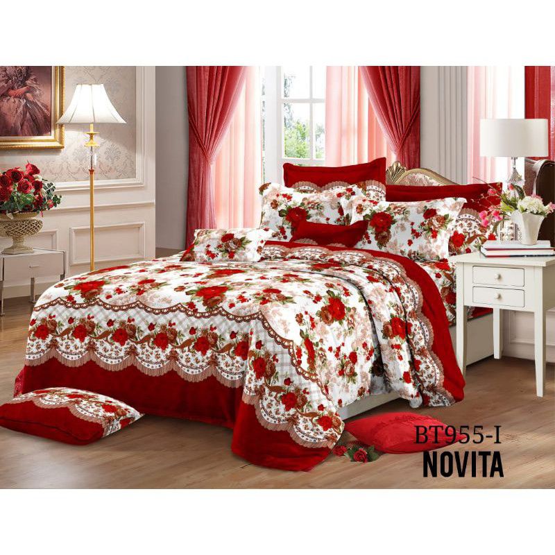 sprei motif novita ( shaby merah)
