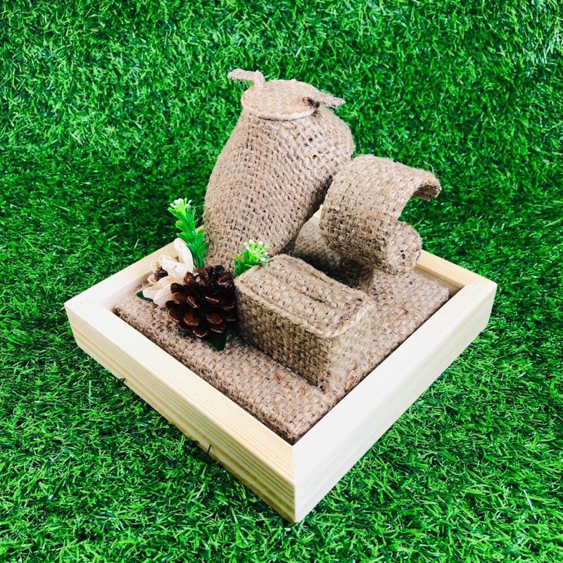 kotak emas rustic 15*15cm || nampan kayu jati belanda || tutup mika