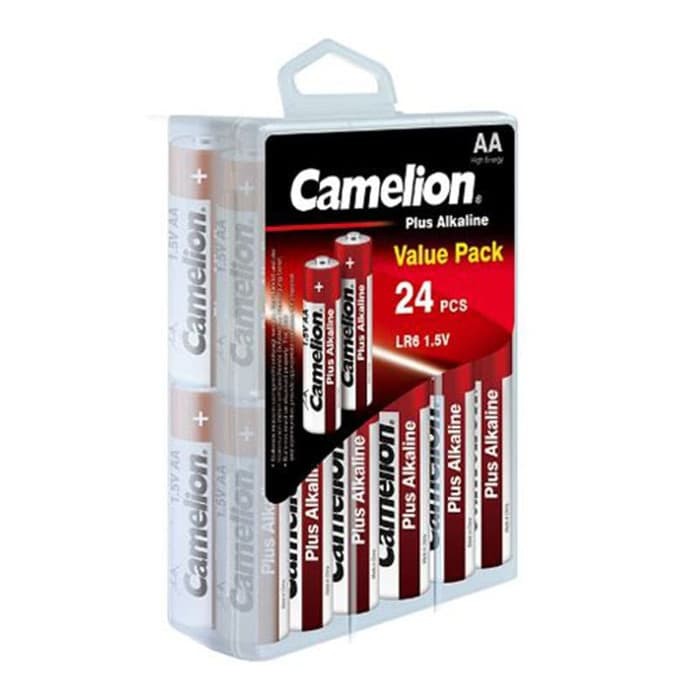 Camelion Baterai Alkaline AA 24 Pcs dengan kotak baterai