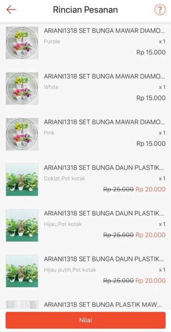 Ariani1318 Set Bunga Plastik Mawar A6070pi X6 Dengan Pot Plastik Tosca
