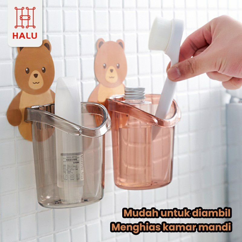 Tempat sikat gigi tempel / gantungan tempel / tempat sikat gigi beruang / rak sikat gigi