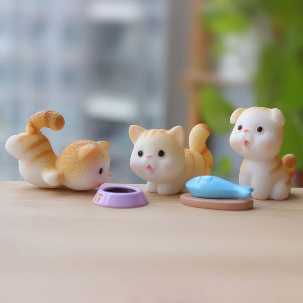 [Elegan] Miniatur Lucu Nakal Mikro Lanskap DIY Resin Craft Kitten Ornamen