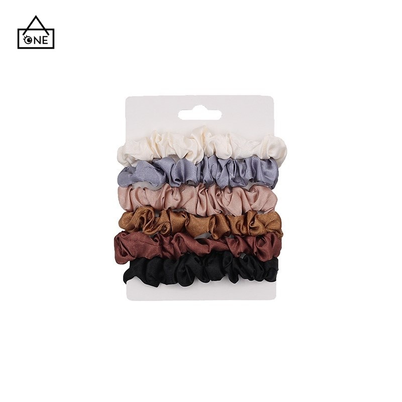 1 Set 6pcs/Ikat Rambut COD Ponytail Scrunchie Kain Satin Sutra Elastis Tali Rambut  Wanita A one