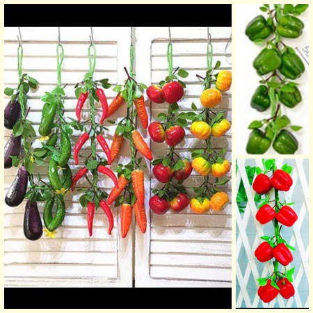 buah buahan dan sayur artificial hiasan wallpaper dinding rumah