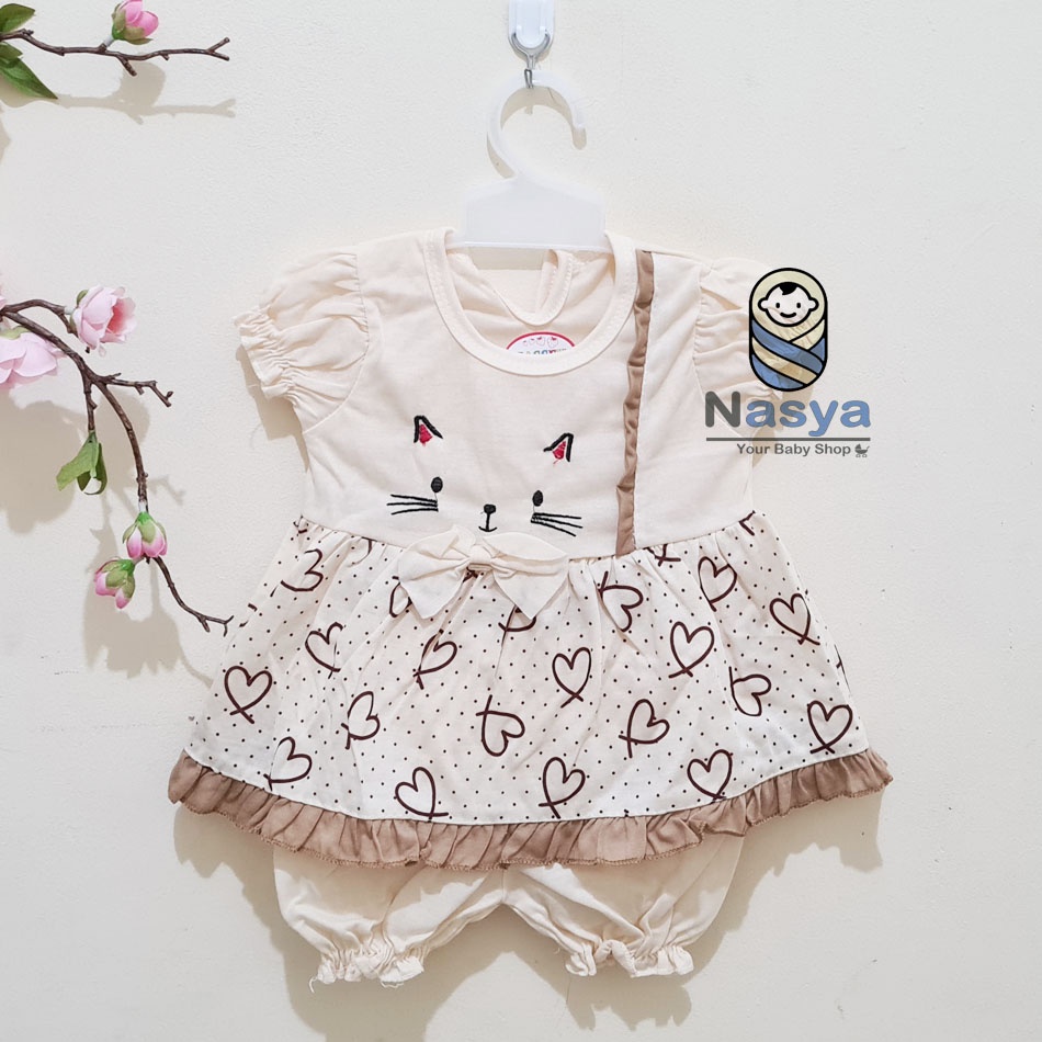 [N-032] Setelan singlet bayi perempuan lucu MURAH seri cokelat- Naomi (3-6month)