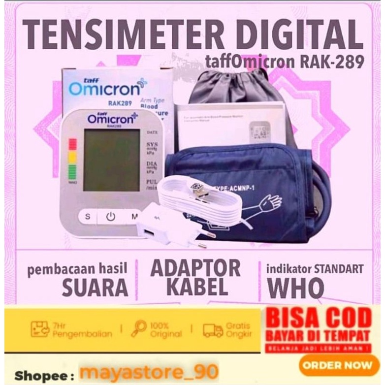 Pengukur Tekanan Darah | Tensi Darah Tensimeter Digital + charger | Blood Pressure | Taffomicron RAK