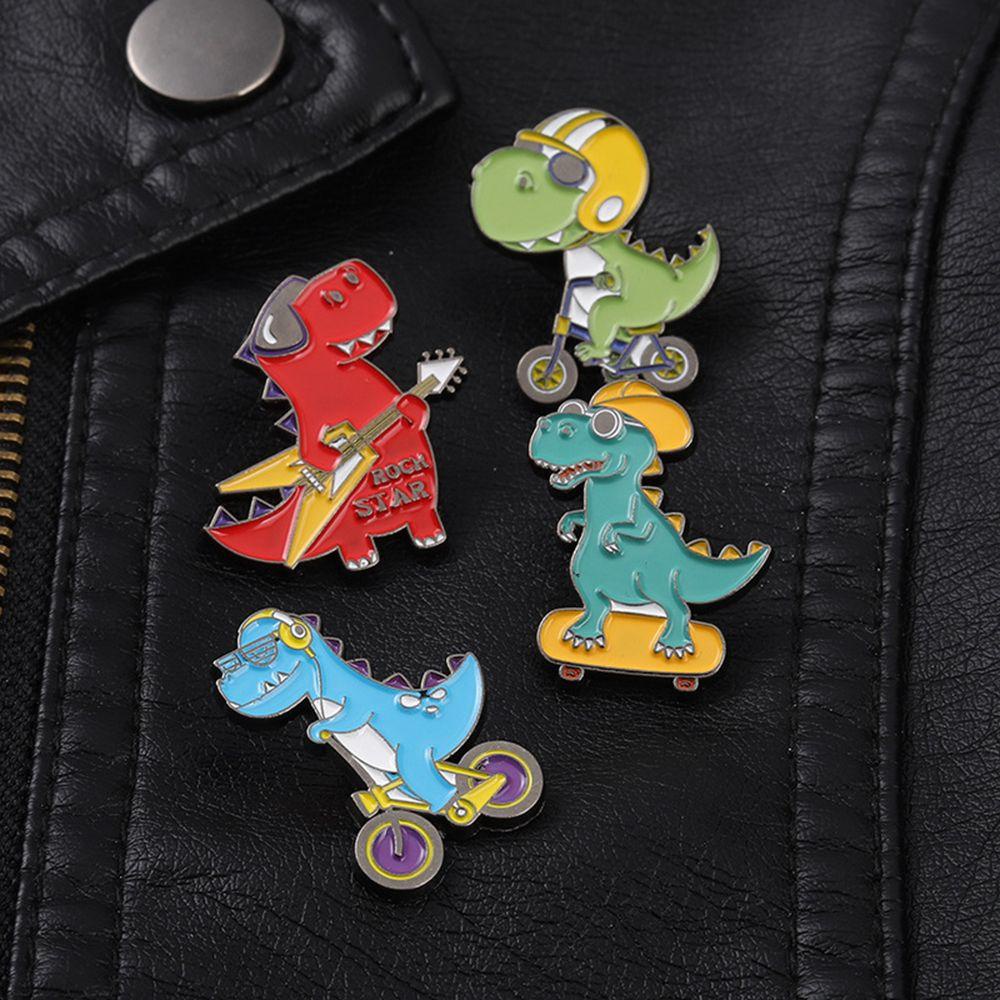 Preva Dinosaurus Bros Seni Lucu Kerah Aksesoris Musik Hewan Perhiasan Hadiah Lapel Pin Lencana