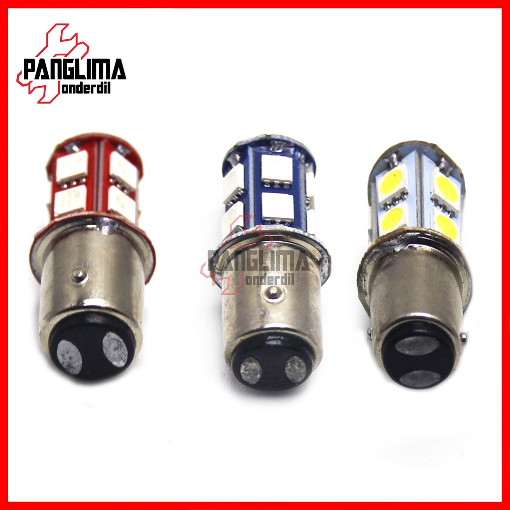 Lampu Stop LED Merah-Biru-Putih 13 Titik Strobo Rem Belakang Kedap-Kedip-Kelap-Kelip-Flash-Strobe Jagung