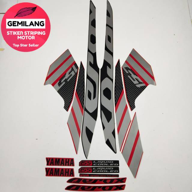 Striping Decal Polet Sticker Yamaha Aerox 155 2017 merah abu stiker motor list body standar motor be