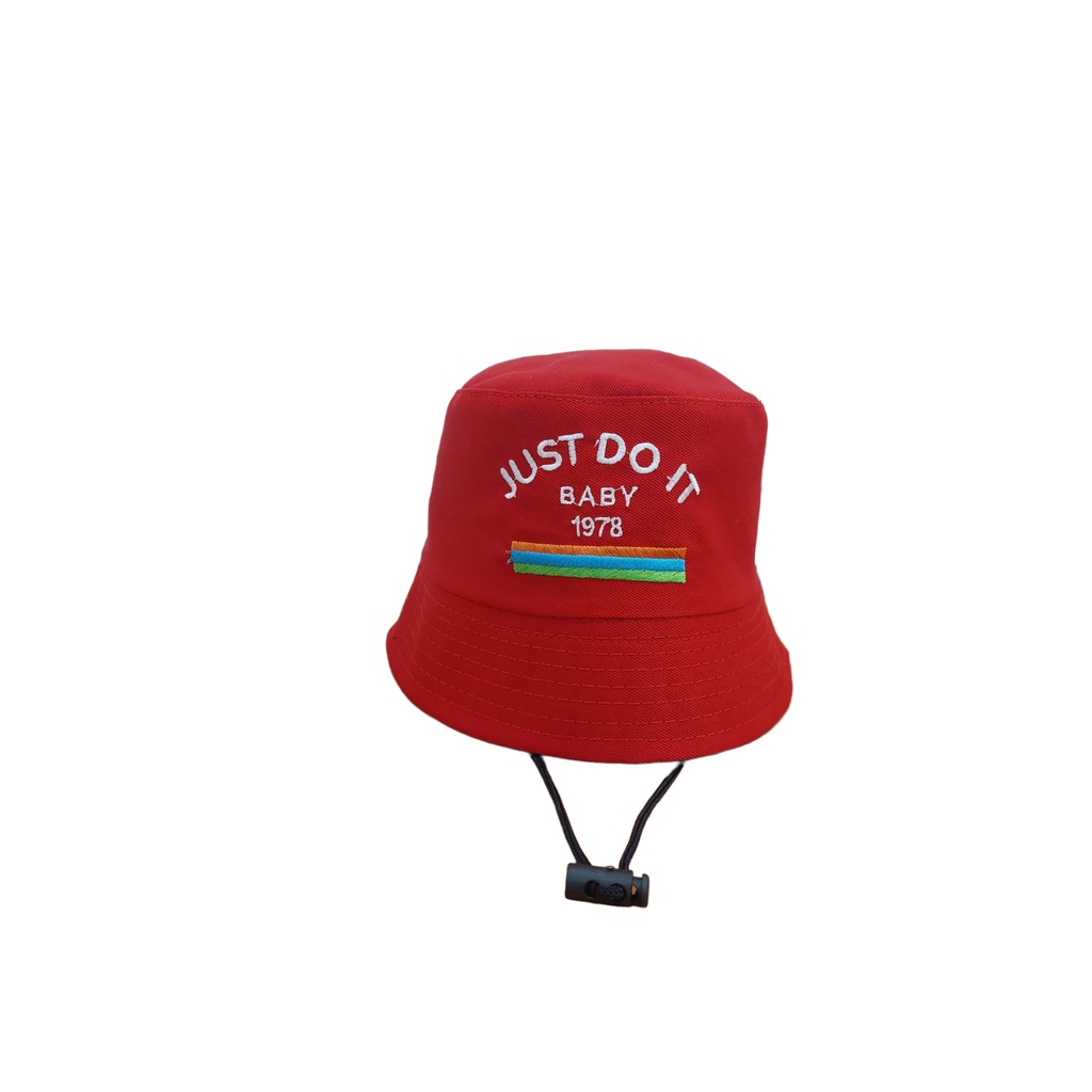 BUCKET HAT TALI ANAK  BORDIR JUST DO IT LAKI PEREMPUAN USIA 2-7 TAHUN KUALITAS PREMIUM