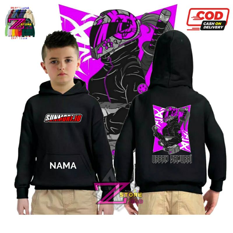 JAKET SWEATER HOODIE ANAK | SUNMORI.ID | URBAN SAMURAI | COTTON FLEECE | SABLON DTF | DIGITAL TRANSF