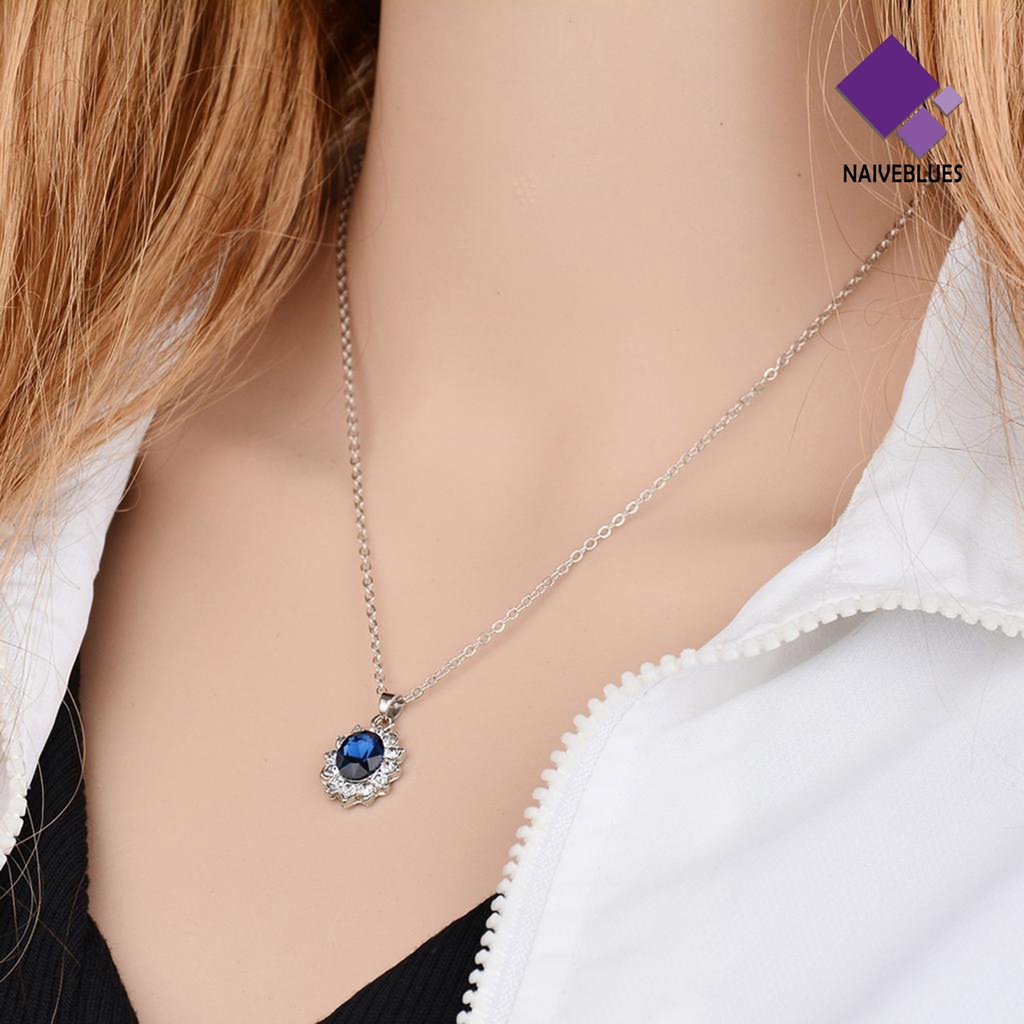 Set Perhiasan Kalung Sapphire Imitasi Untuk Harian