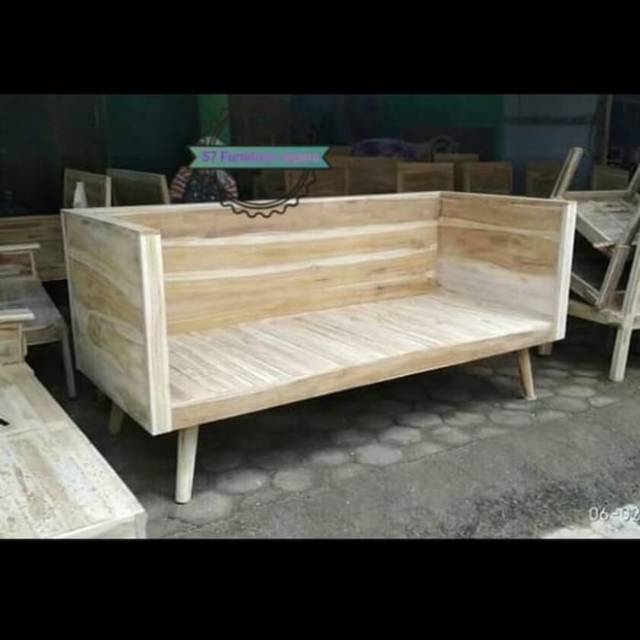 Bale bale model minimalis polos/kursi panjang Mentahan bahan jati Jepara
