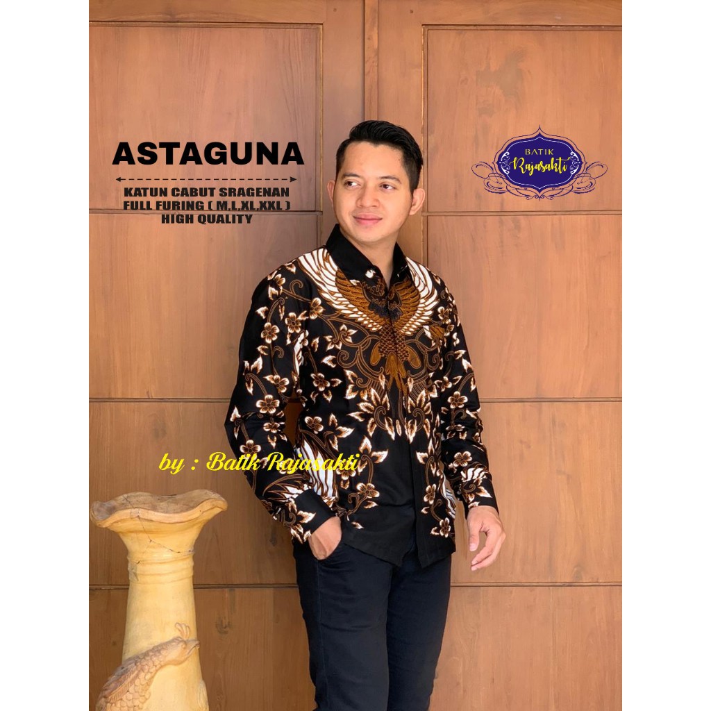 ASTAGUNA RAJASAKTI KEMEJA BATIK SOLO PRIA LENGAN PANJANG LAPIS FURING ATASAN BATIK PREMIUM MODERN KATUN HALUS