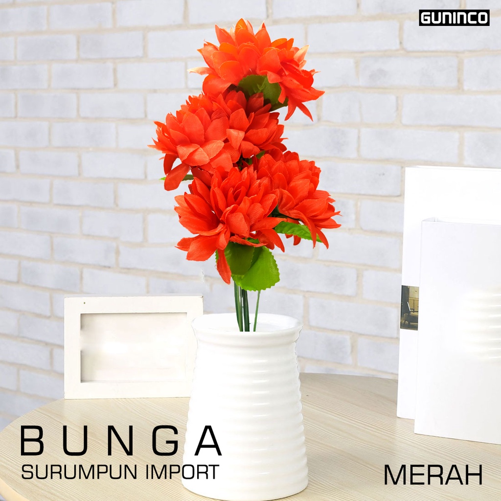 GUNINCO BUNGA SERUNI SERUMPUN MAWAR Artificial Buatan Bunga Palsu Tanaman Hiasan Dinding Bunga Taman-MERAH