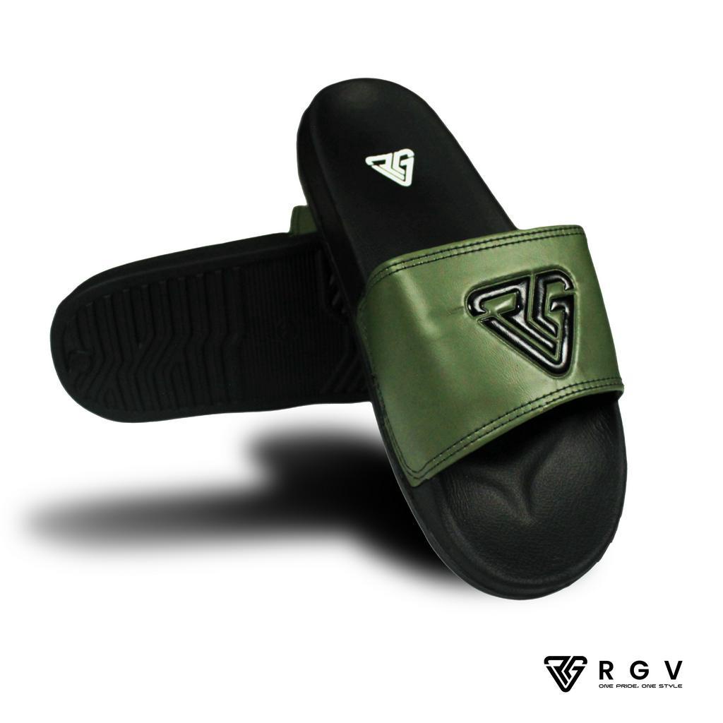 RGV - SANDAL PRIA DAN WANITA SLIDE SLIP ON SENDAL ANTI LICIN RINGAN SELOP GREEN BLACK LOGO