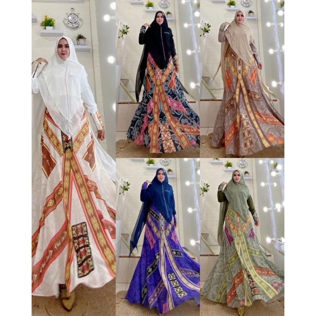 DRESS VALERA KHIMAR POLOS BAHAN AMOORA PREMIUM SET , ORI YODIZEIN SYARI