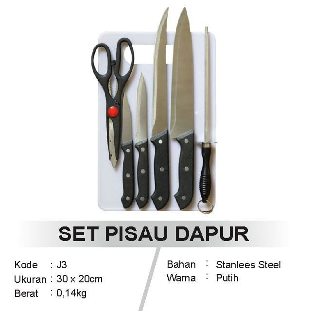 -[LP-J3] Pisau Set dapur 7in1 Dengan Talenan serbaguna multifungsi