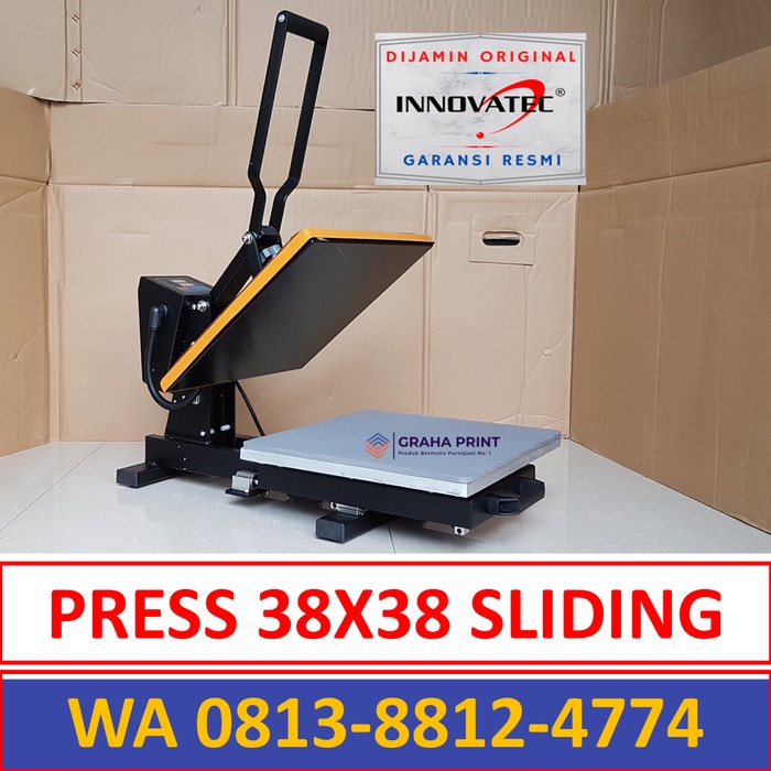 Mesin Press Kaos 38x38 Sliding Slide Pro Alat Pres Pemanas Sablon Baju